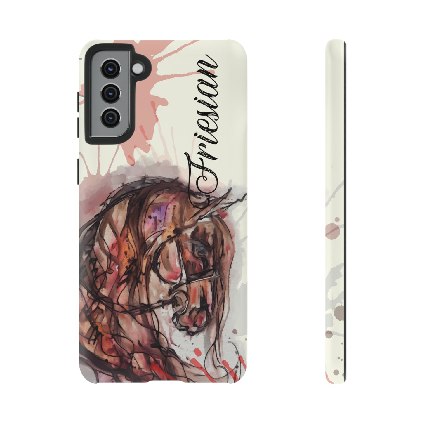 Friesian Watercolor  Flower crown Horse Horse Lover Gift Study Tough Case Phone Case.