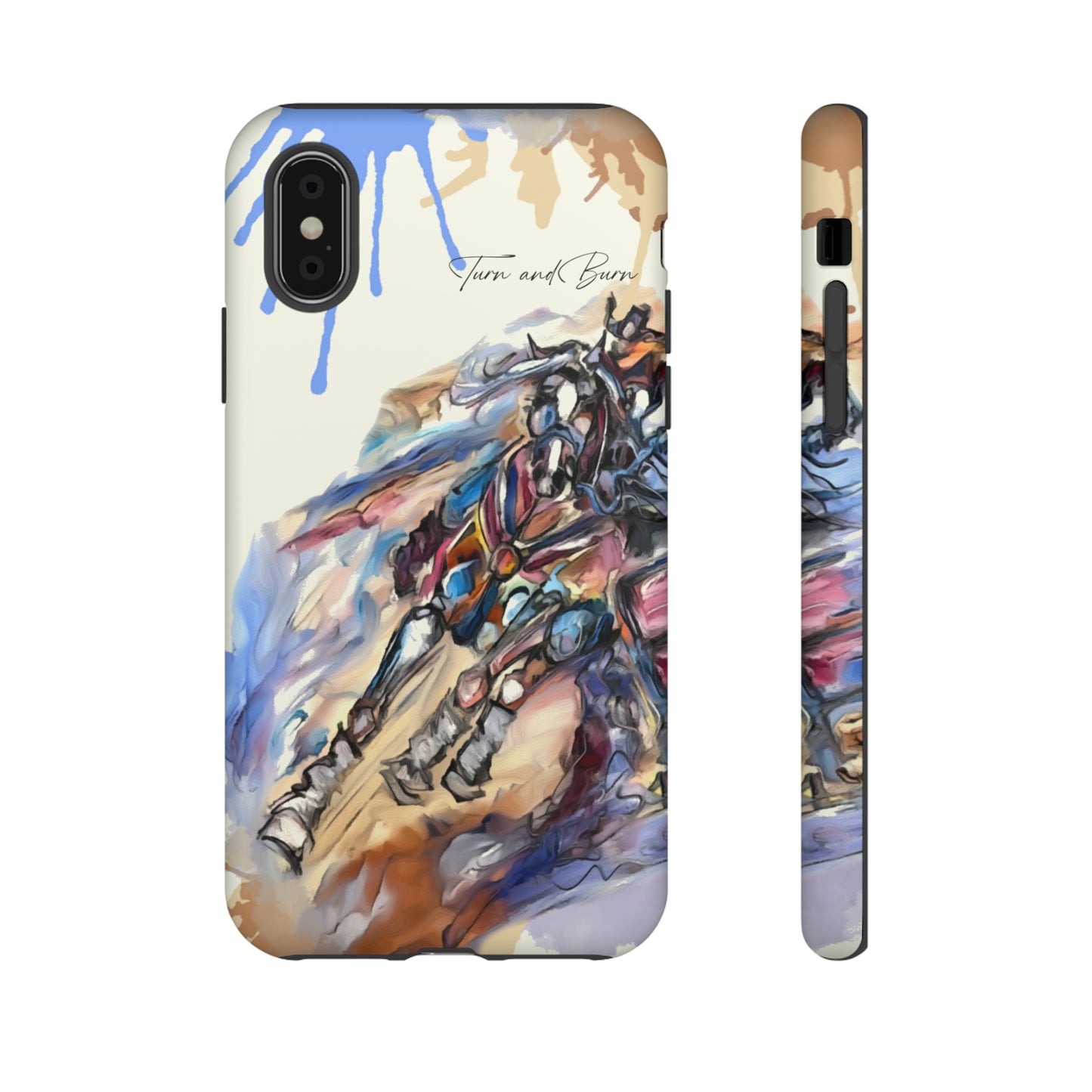 Barrel Racer Art Turn and Burn Watercolor Horse Horse Lover Gift Study Tough Case Phone Case.