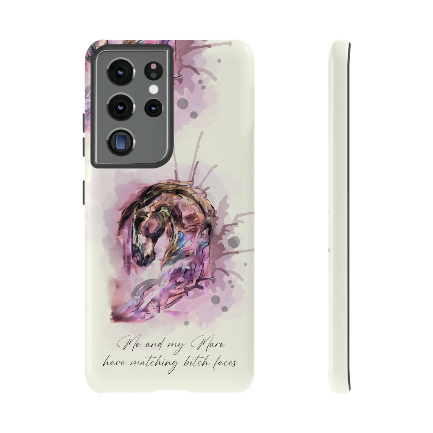 Swearing Mare Watercolor Horse .Horse Lover Gift Study Tough Case Phone Case.