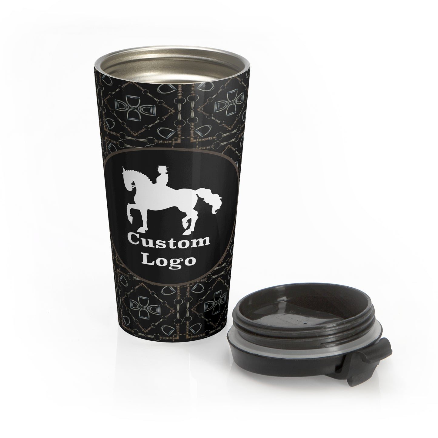 Customizable Geometric Bit Black Stainless Steel Travel Mug