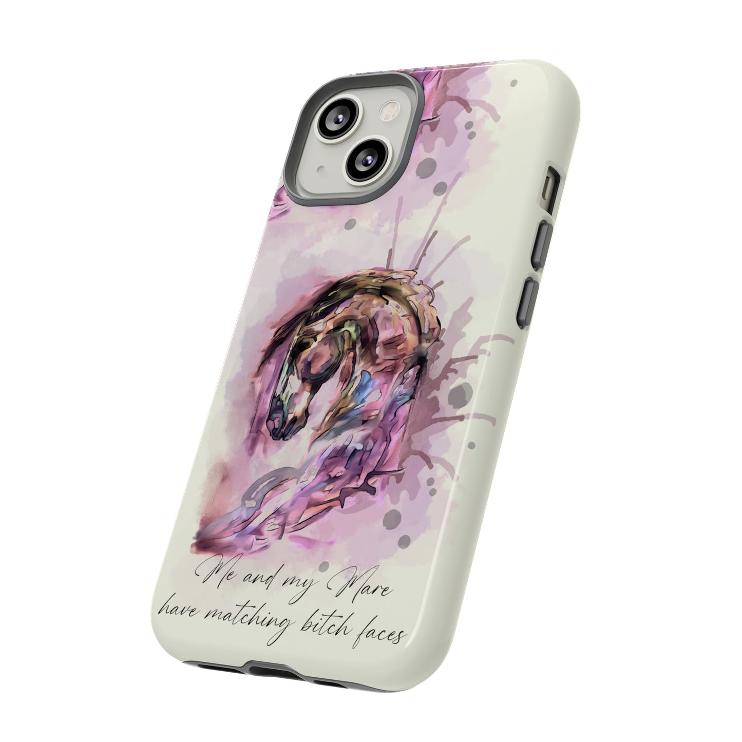 Swearing Mare Watercolor Horse .Horse Lover Gift Study Tough Case Phone Case.