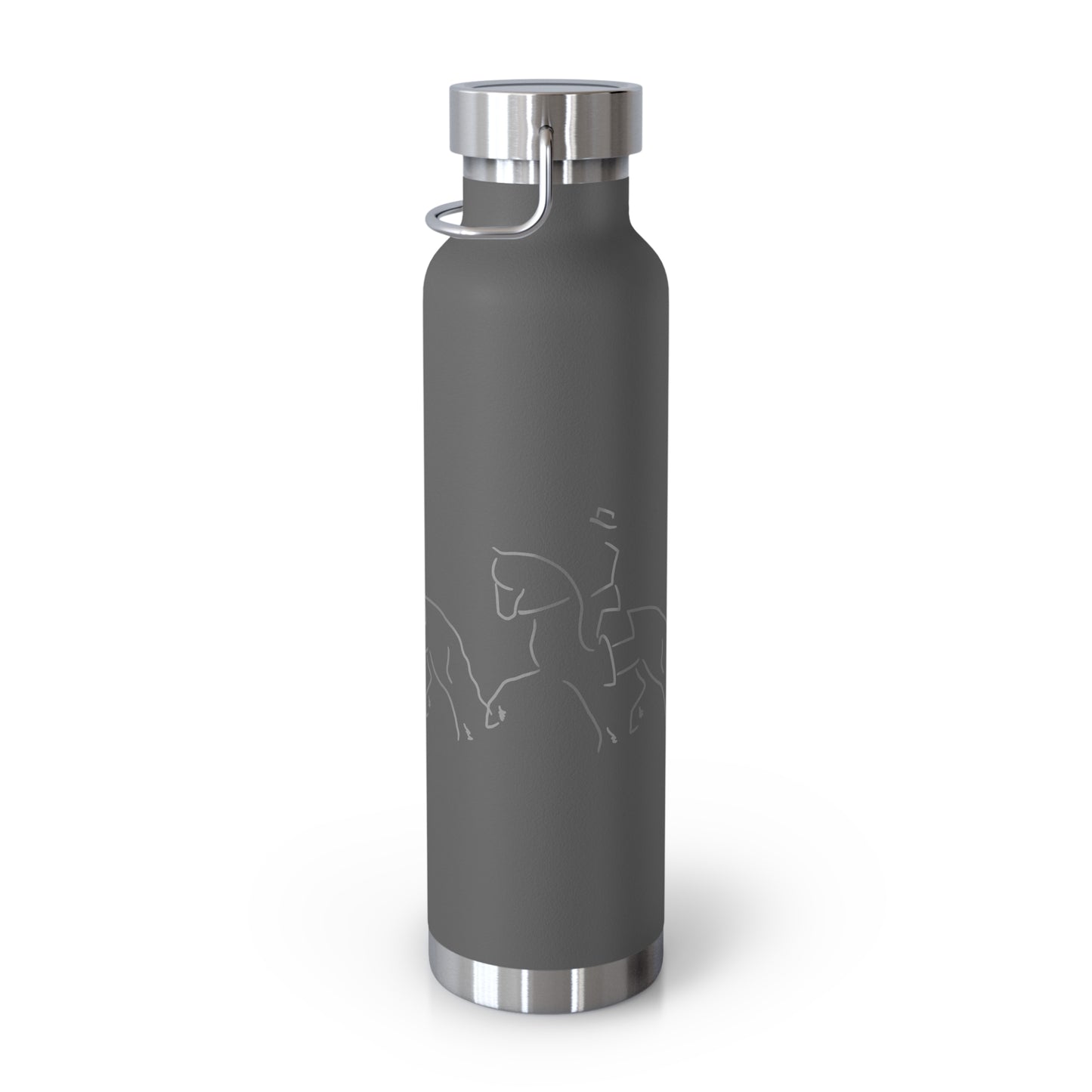 Jenny Veenstra Dressage Gray White Black Copper Vacuum Insulated Bottle, 22oz