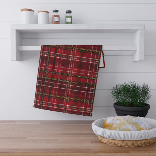 Traditional Christmas Red Equestrian Plaid Kitchen Towel