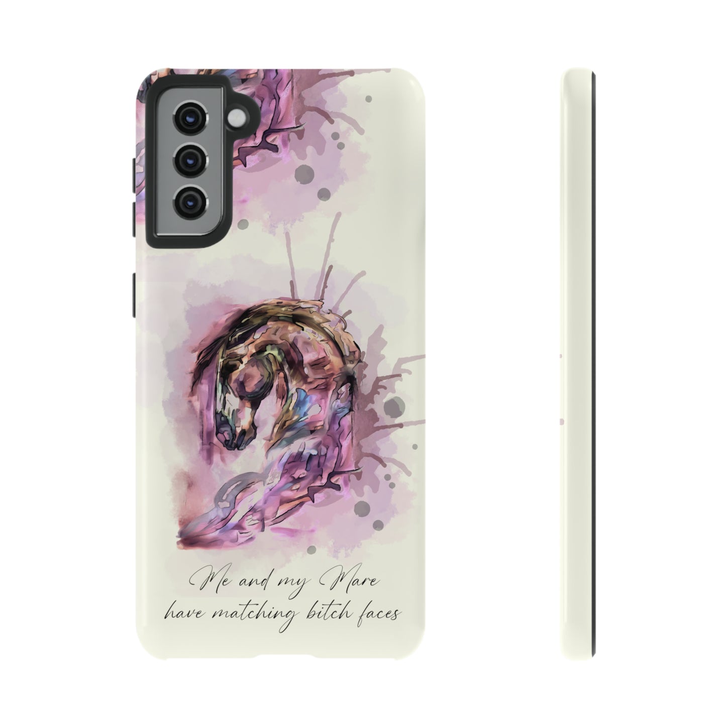 Swearing Mare Watercolor Horse .Horse Lover Gift Study Tough Case Phone Case.