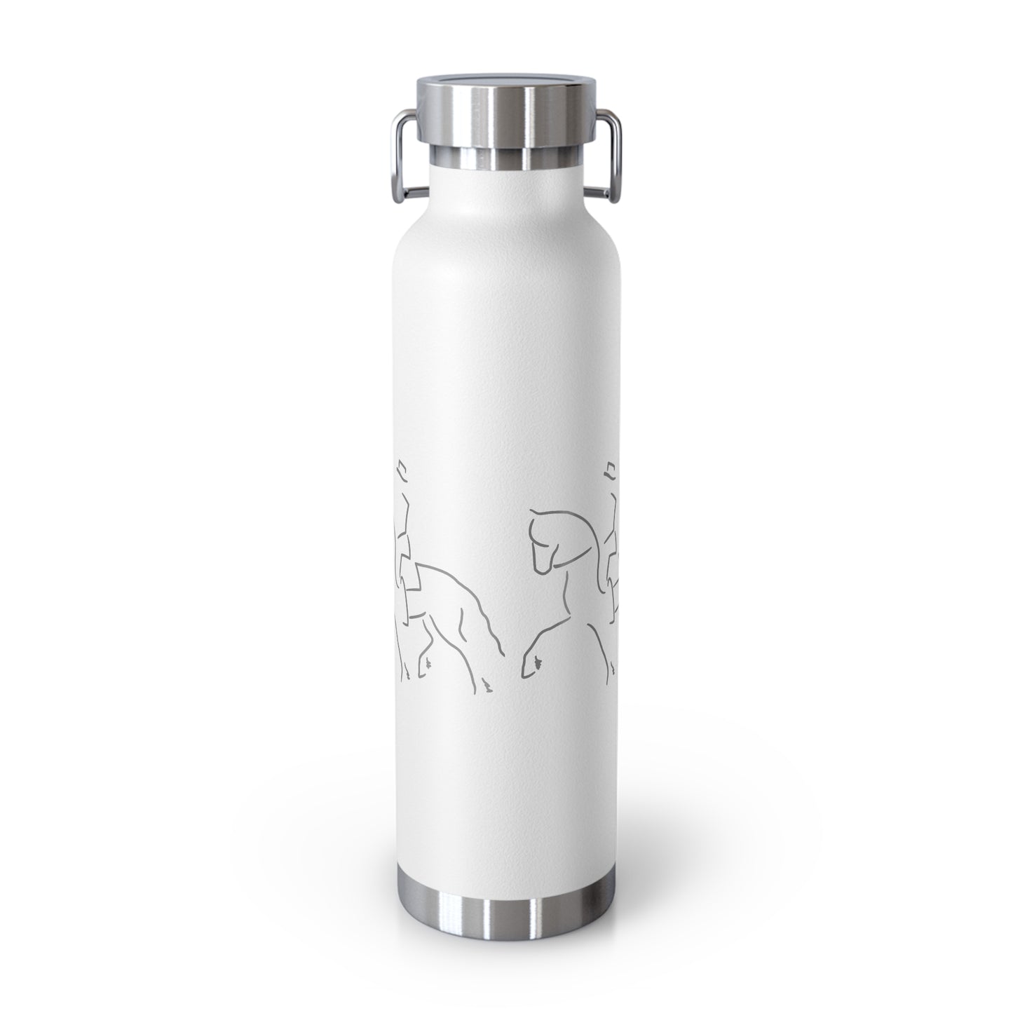 Jenny Veenstra Dressage Gray White Black Copper Vacuum Insulated Bottle, 22oz