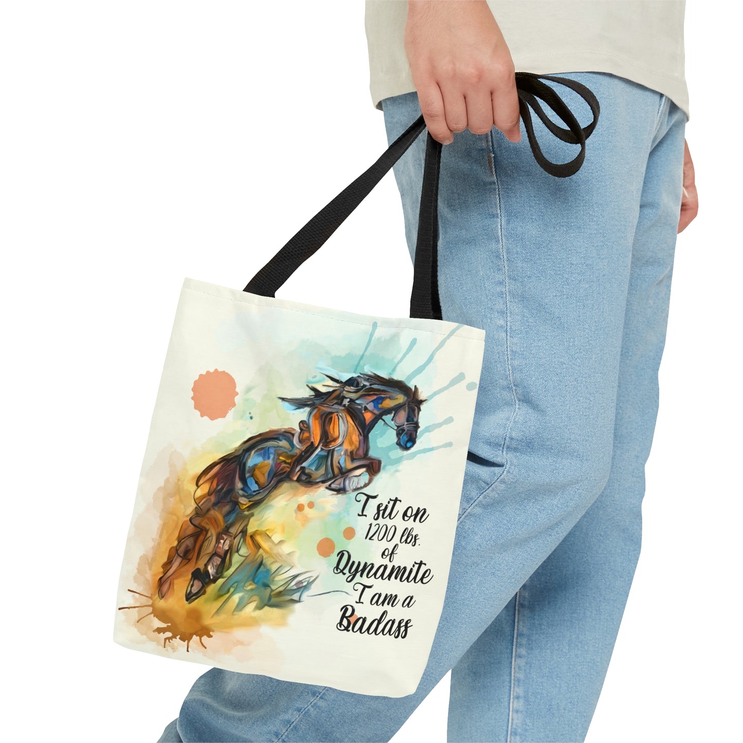 Jumping Horse Watercolor Horse Artistic Tote Bag (AOP)