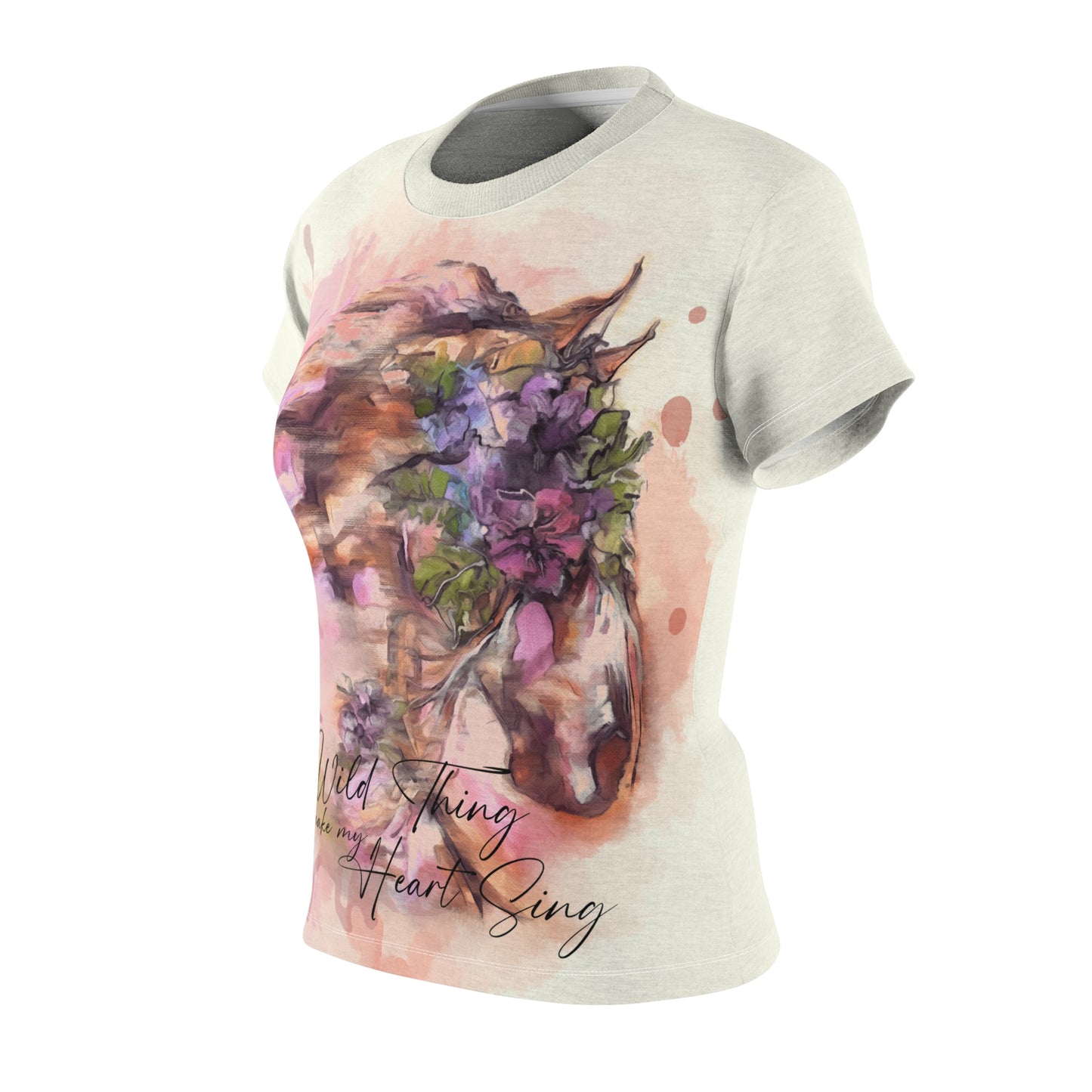 Romantic Watercolor Horse Shirt  Women's Cut & Sew Tee (AOP)