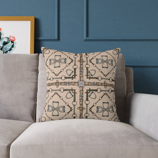 Snaffle Bit Equestrian Home Decor. Hunter Jumper Dressage Bit and Reins Pillow. My original Artwork printed on a pillow. 101 Bits co