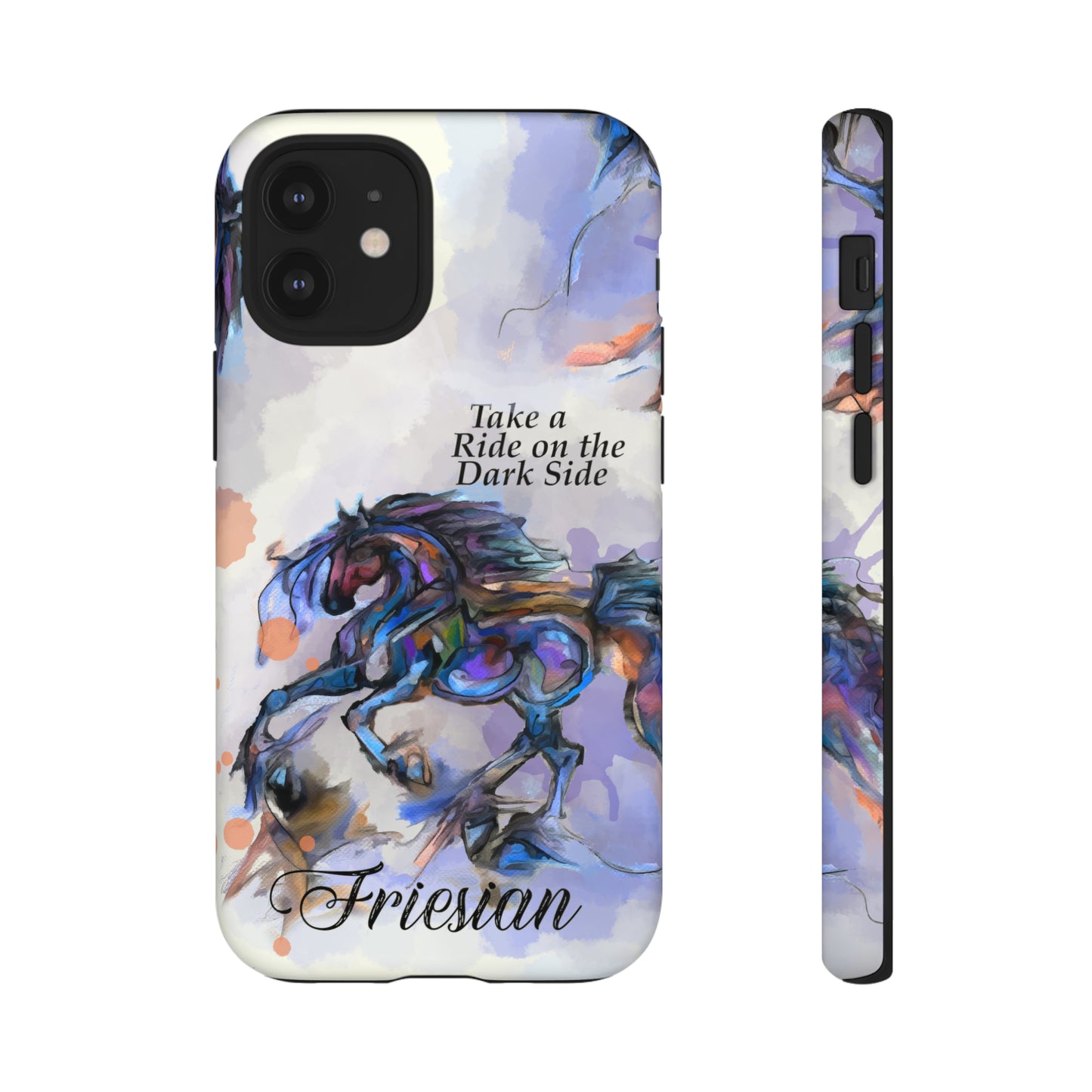 Friesian Artwork Watercolor Horse .Horse Lover Gift Study Tough Case Phone Case.