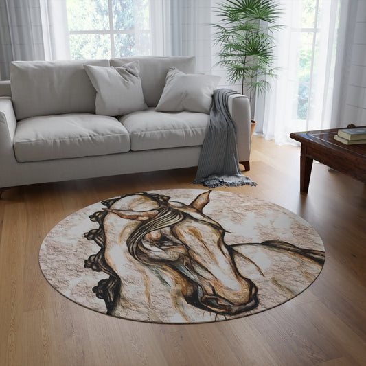 Original Equestrian Art Round Rug. My original Artwork printed on a rug. Home Decor. Show Stall Mat. Andalusion