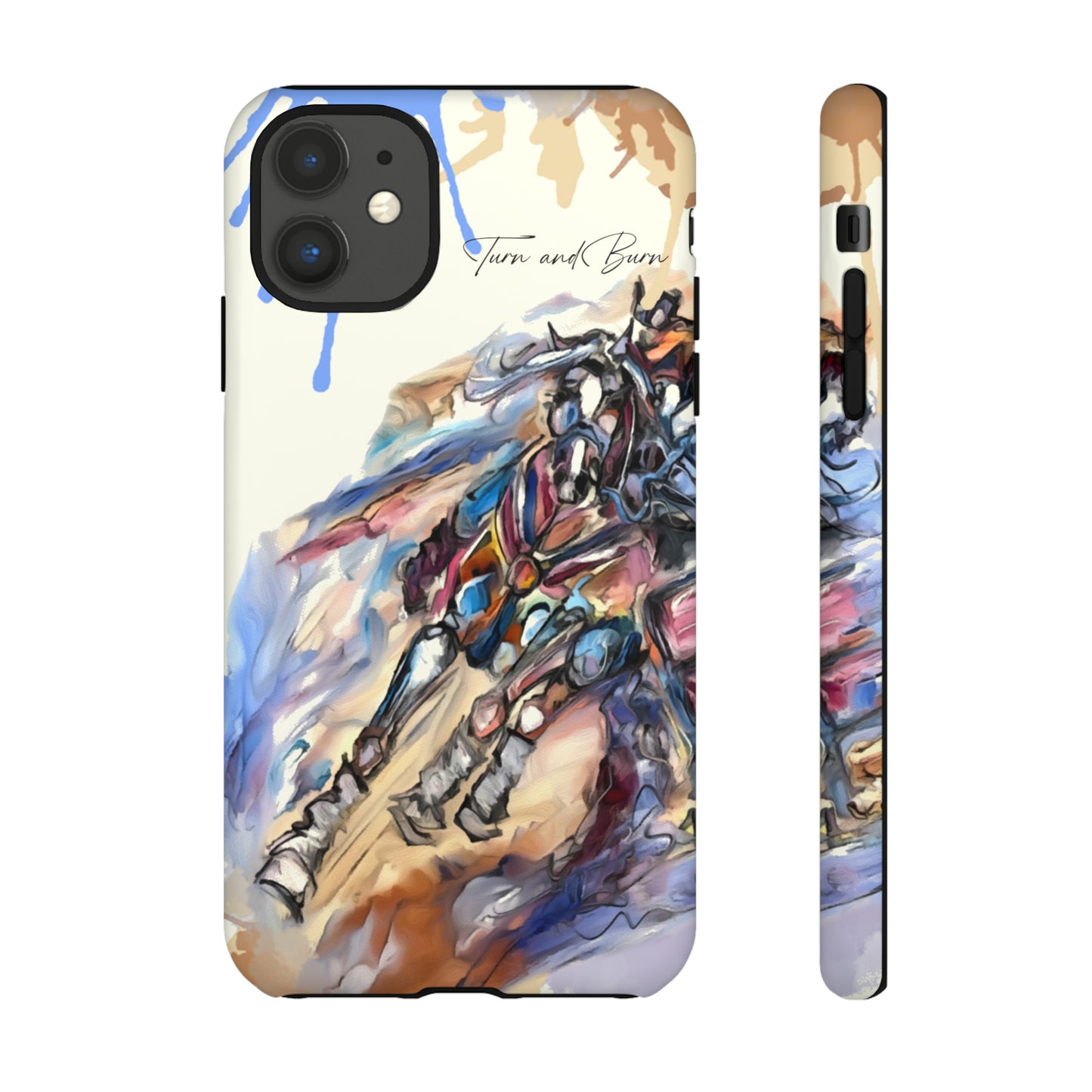 Barrel Racer Art Turn and Burn Watercolor Horse Horse Lover Gift Study Tough Case Phone Case.