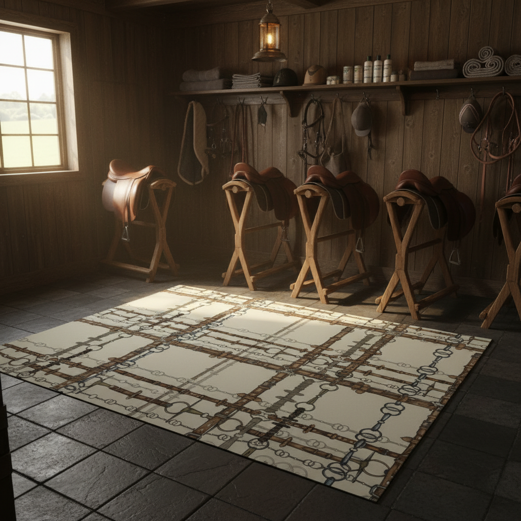 Copy of Equestrian Snaffle Bit And Reins. Original Equestrian Hunter Jumper Artwork x-large Indoor/Outdoor Rug