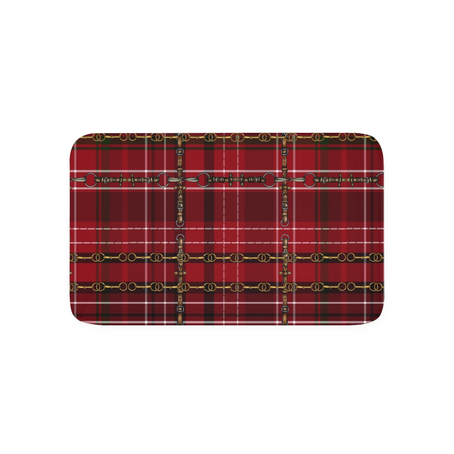 Christmas Plaid with Snaffle Bit  Memory Foam Bath Mat