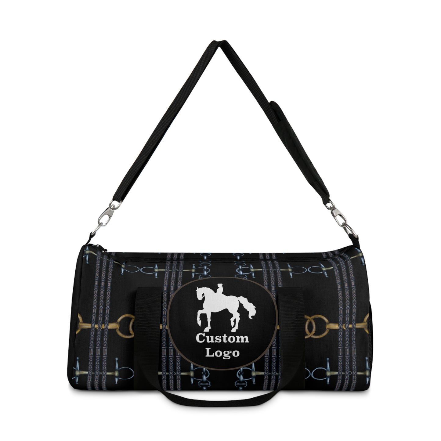 Custom Logo Reins and Bit Pattern Duffel Bag