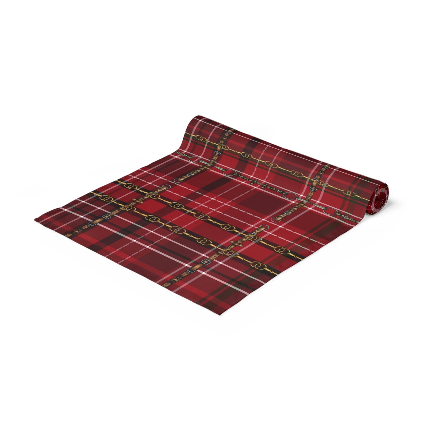 Christmas Red Plaid and Bit Motif Table Runner. incoorporate the best of both worlds-Bit Design artwork plus traditional Plaid