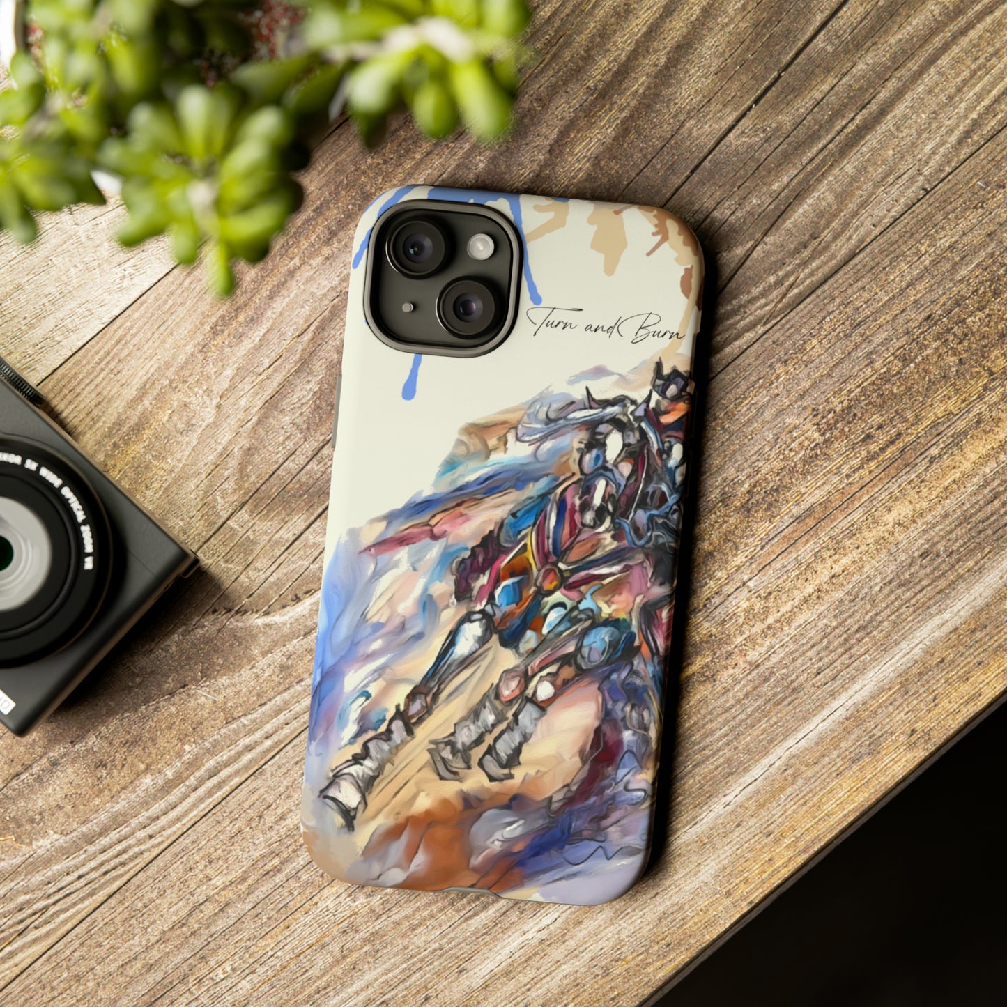 Barrel Racer Art Turn and Burn Watercolor Horse Horse Lover Gift Study Tough Case Phone Case.