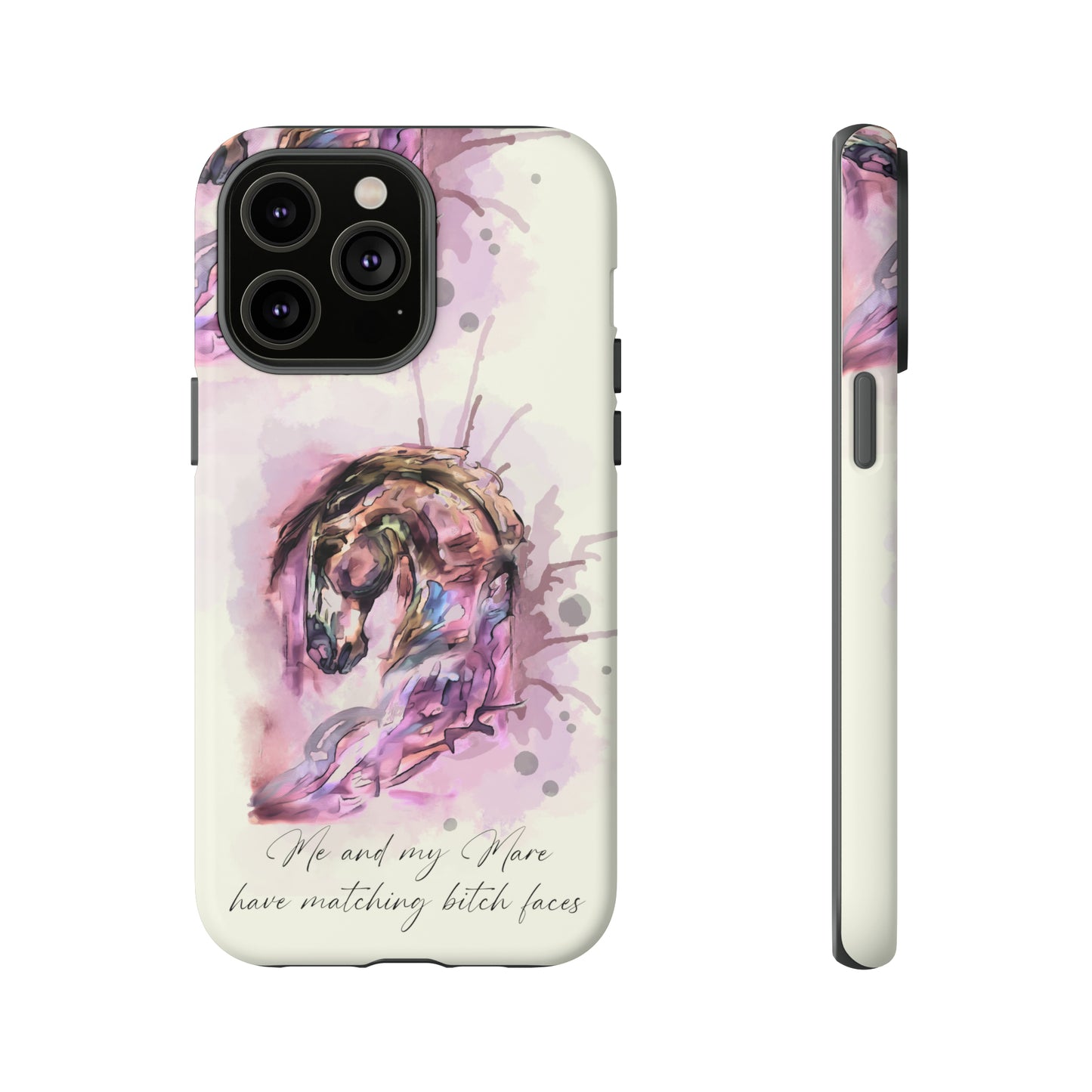 Swearing Mare Watercolor Horse .Horse Lover Gift Study Tough Case Phone Case.