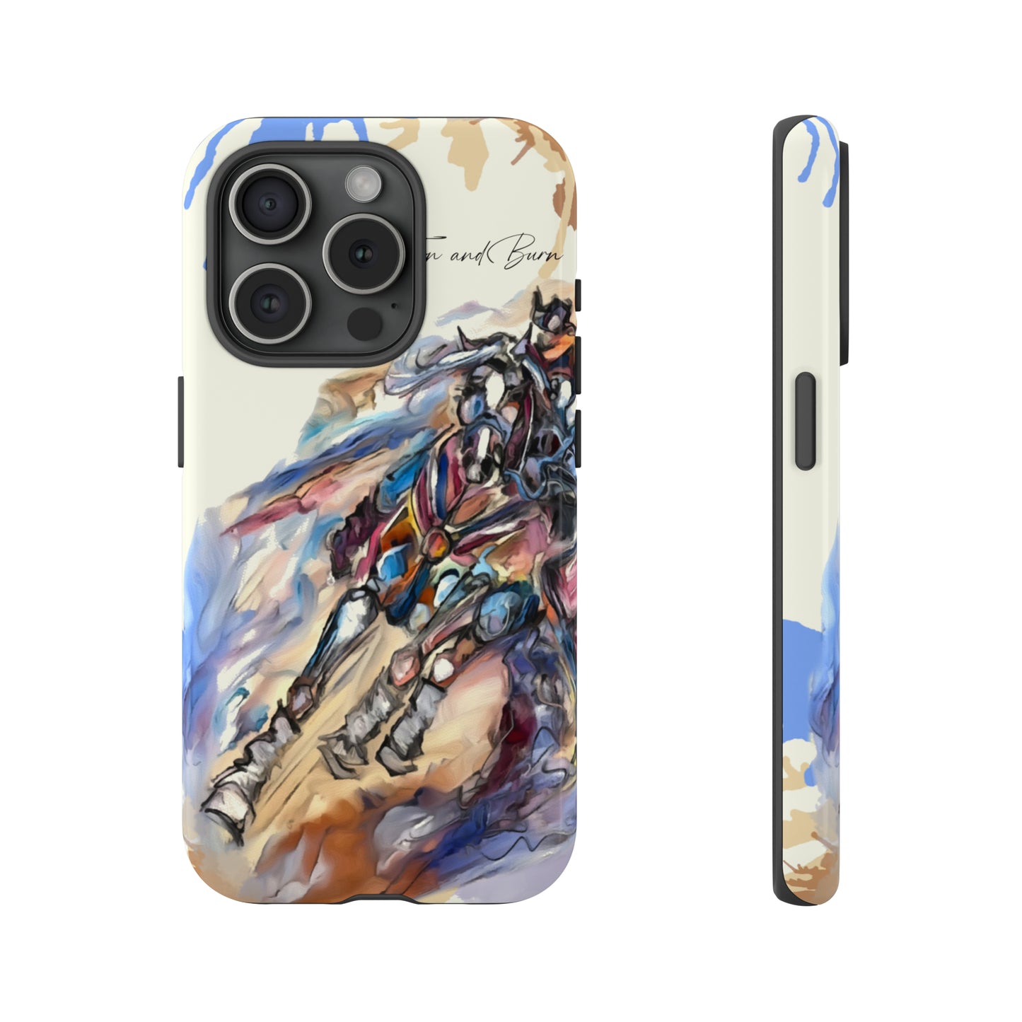 Barrel Racer Art Turn and Burn Watercolor Horse Horse Lover Gift Study Tough Case Phone Case.