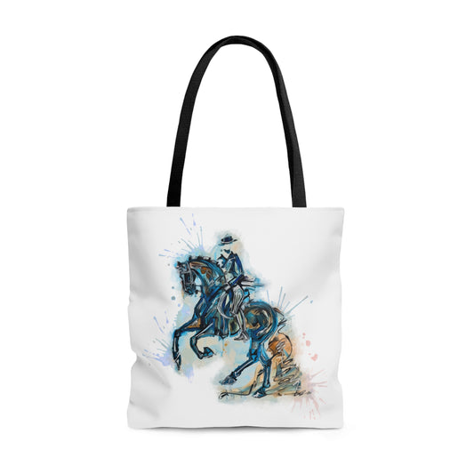 Blue Watercolor Horse Artistic Tote Bag