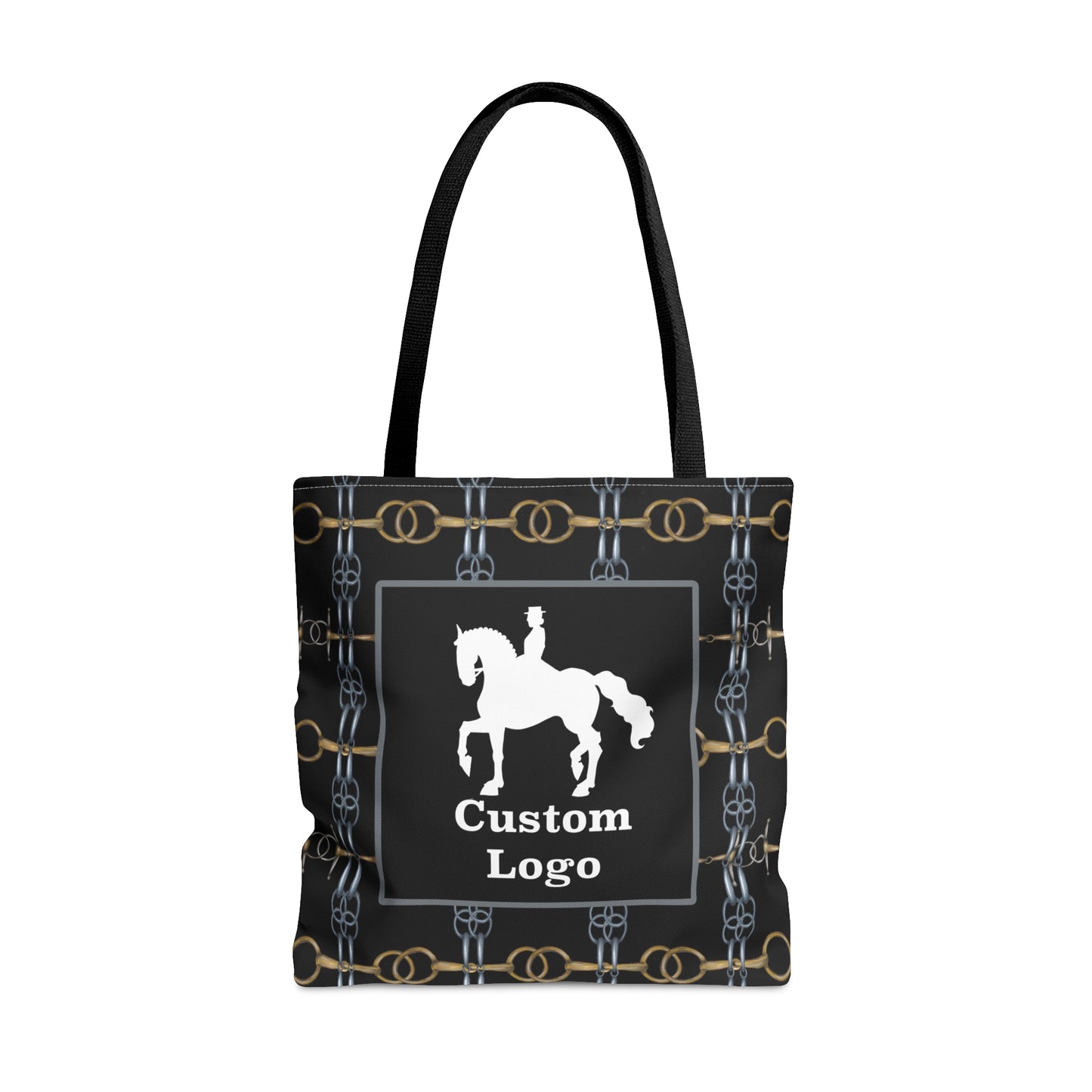 Custom Logo Bit Pattern Black Tote Bag