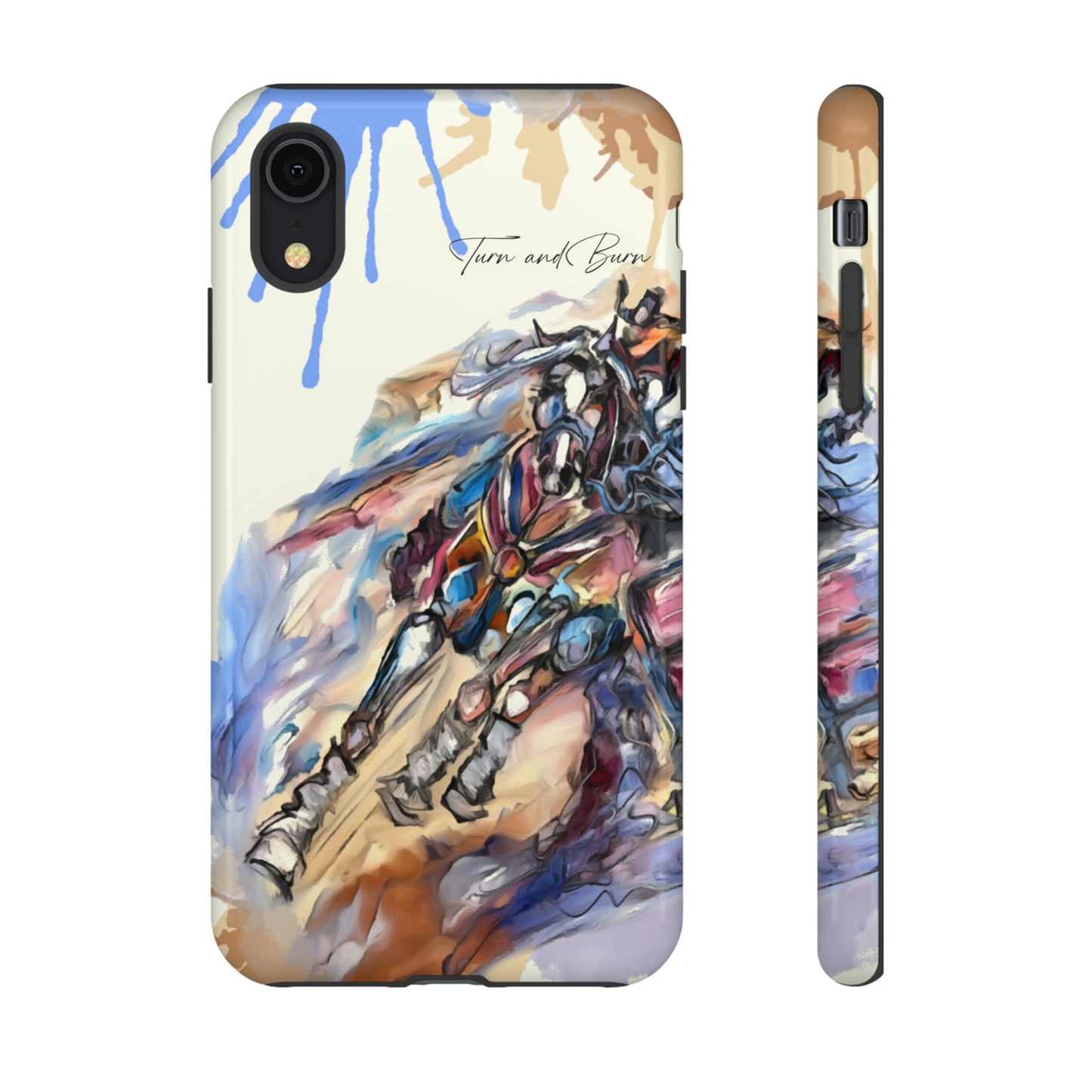 Barrel Racer Art Turn and Burn Watercolor Horse Horse Lover Gift Study Tough Case Phone Case.