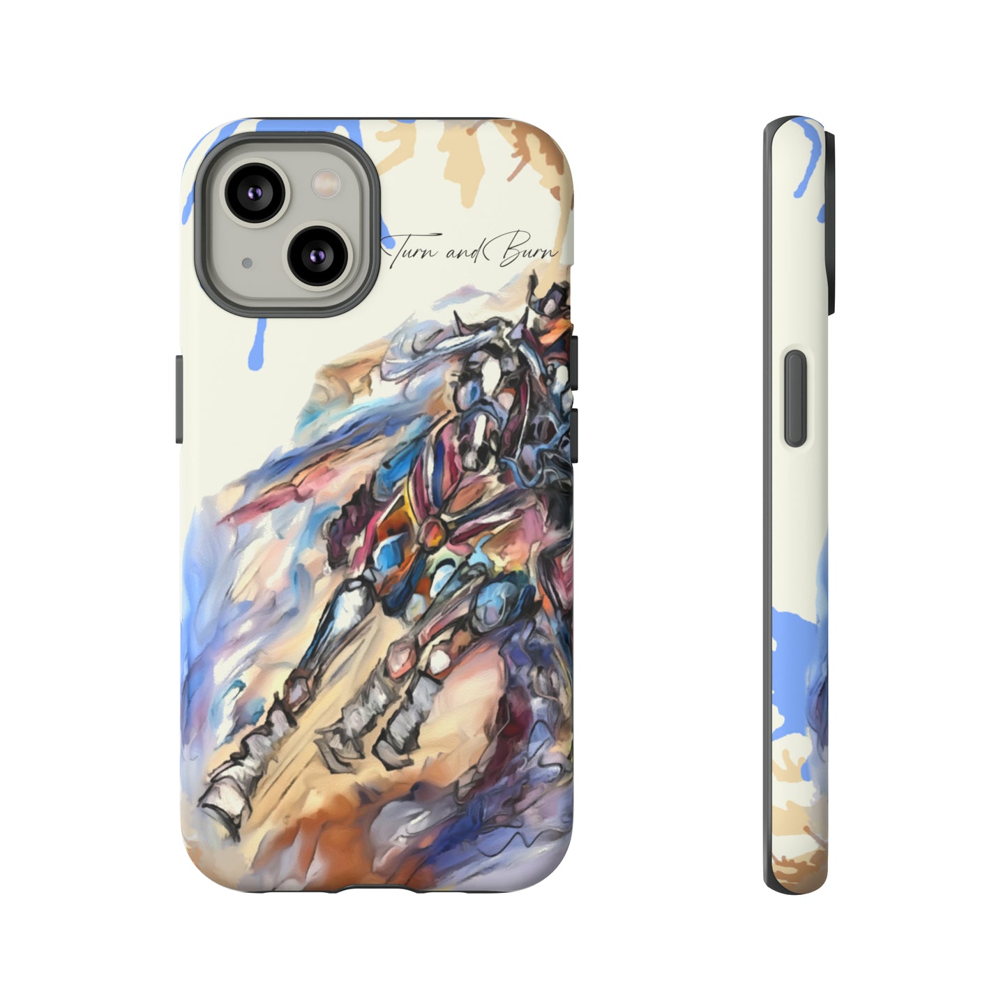 Barrel Racer Art Turn and Burn Watercolor Horse Horse Lover Gift Study Tough Case Phone Case.