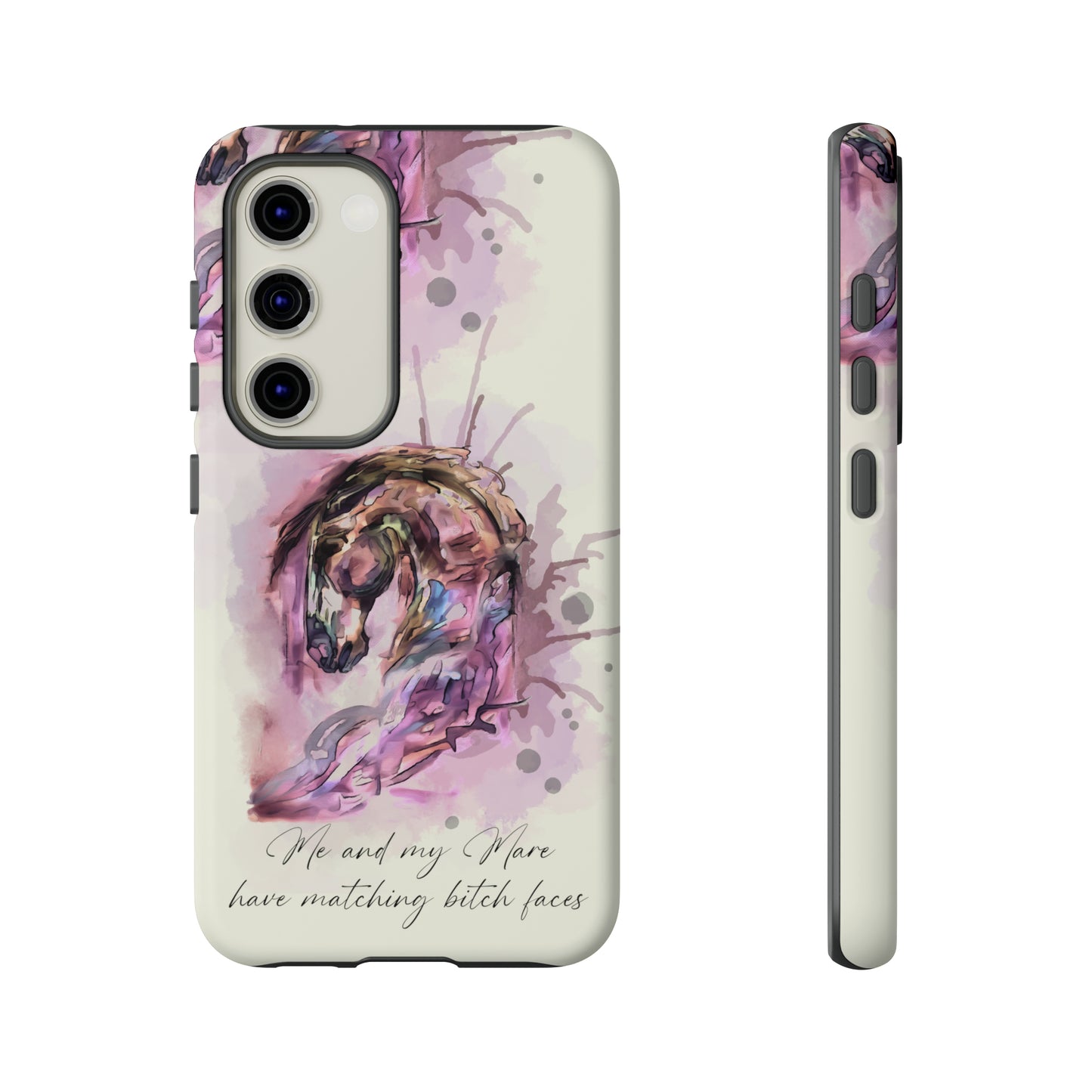 Swearing Mare Watercolor Horse .Horse Lover Gift Study Tough Case Phone Case.