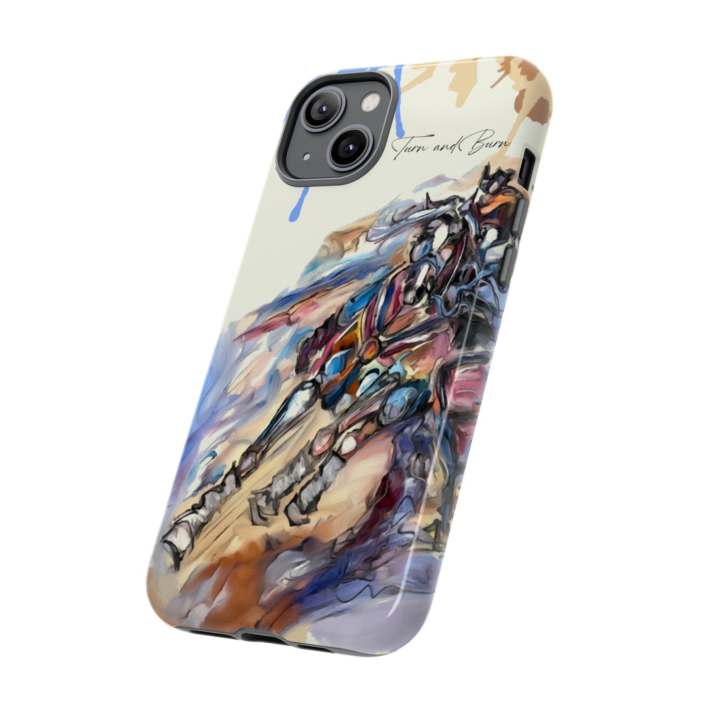 Barrel Racer Art Turn and Burn Watercolor Horse Horse Lover Gift Study Tough Case Phone Case.