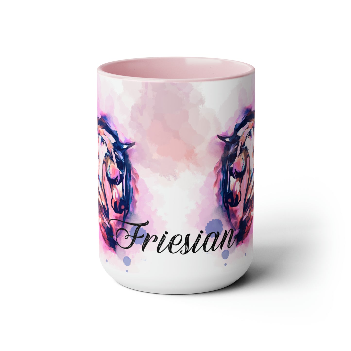 Swearing Raunchy Dressage Horse Half Pass Horse Watercolor  art. Horse Lover Gift -Two-Tone Coffee Mug 15oz