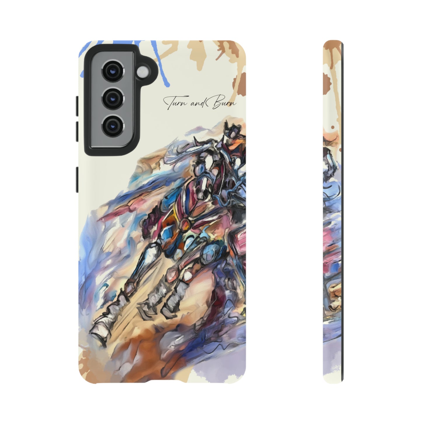 Barrel Racer Art Turn and Burn Watercolor Horse Horse Lover Gift Study Tough Case Phone Case.