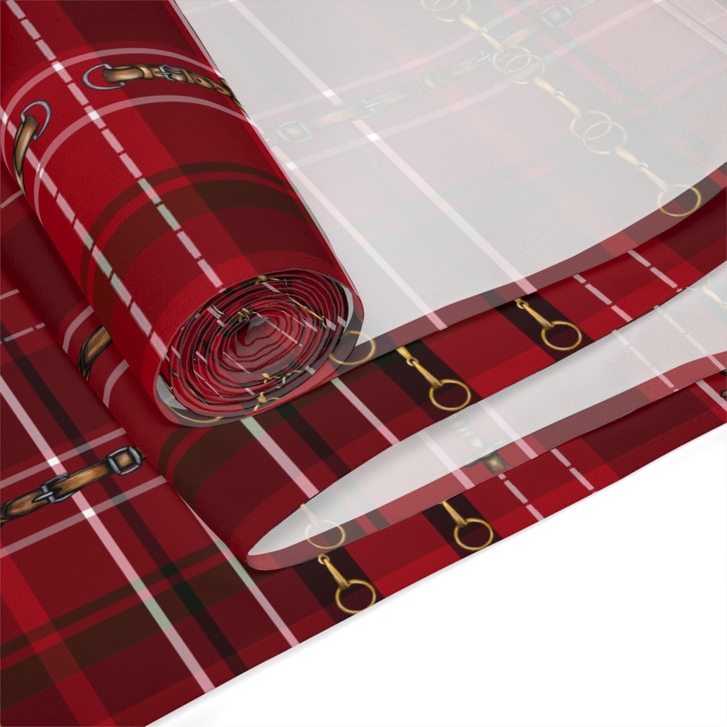 Christmas Red Plaid and Bit Motif Table Runner. incoorporate the best of both worlds-Bit Design artwork plus traditional Plaid