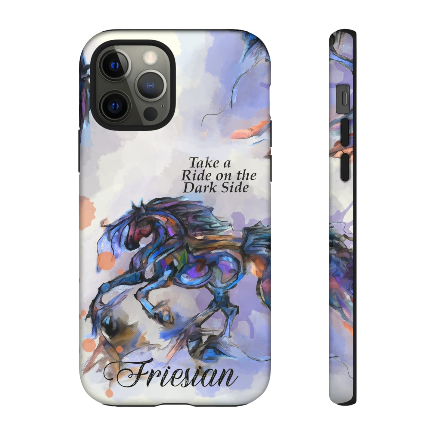 Friesian Artwork Watercolor Horse .Horse Lover Gift Study Tough Case Phone Case.