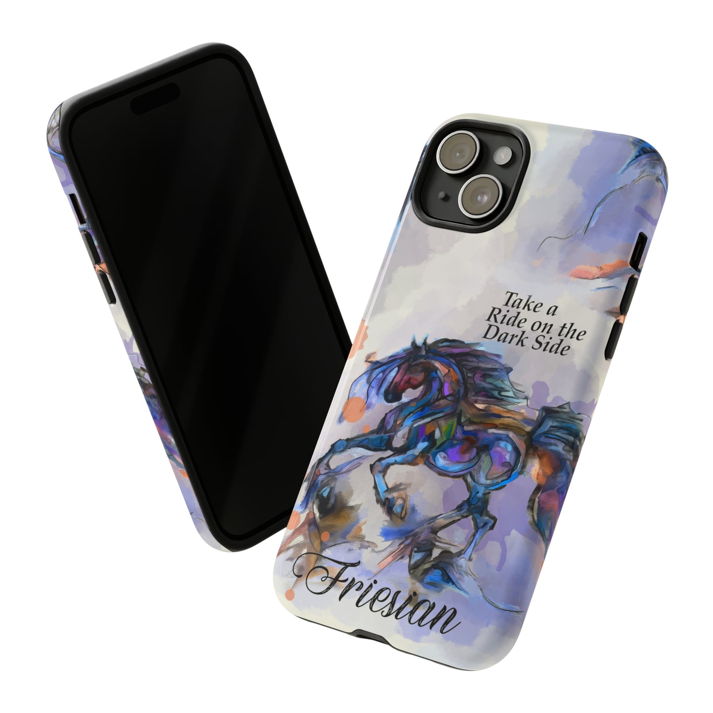 Friesian Artwork Watercolor Horse .Horse Lover Gift Study Tough Case Phone Case.