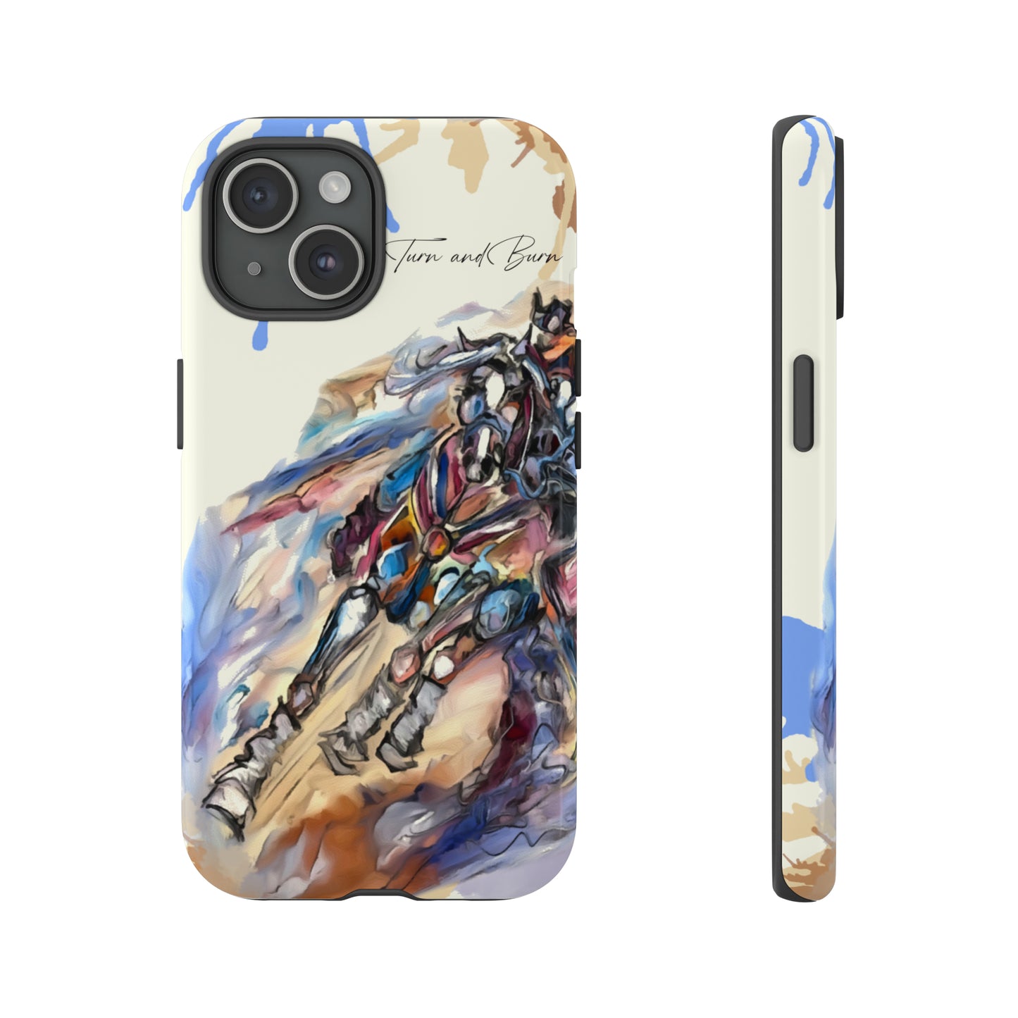 Barrel Racer Art Turn and Burn Watercolor Horse Horse Lover Gift Study Tough Case Phone Case.