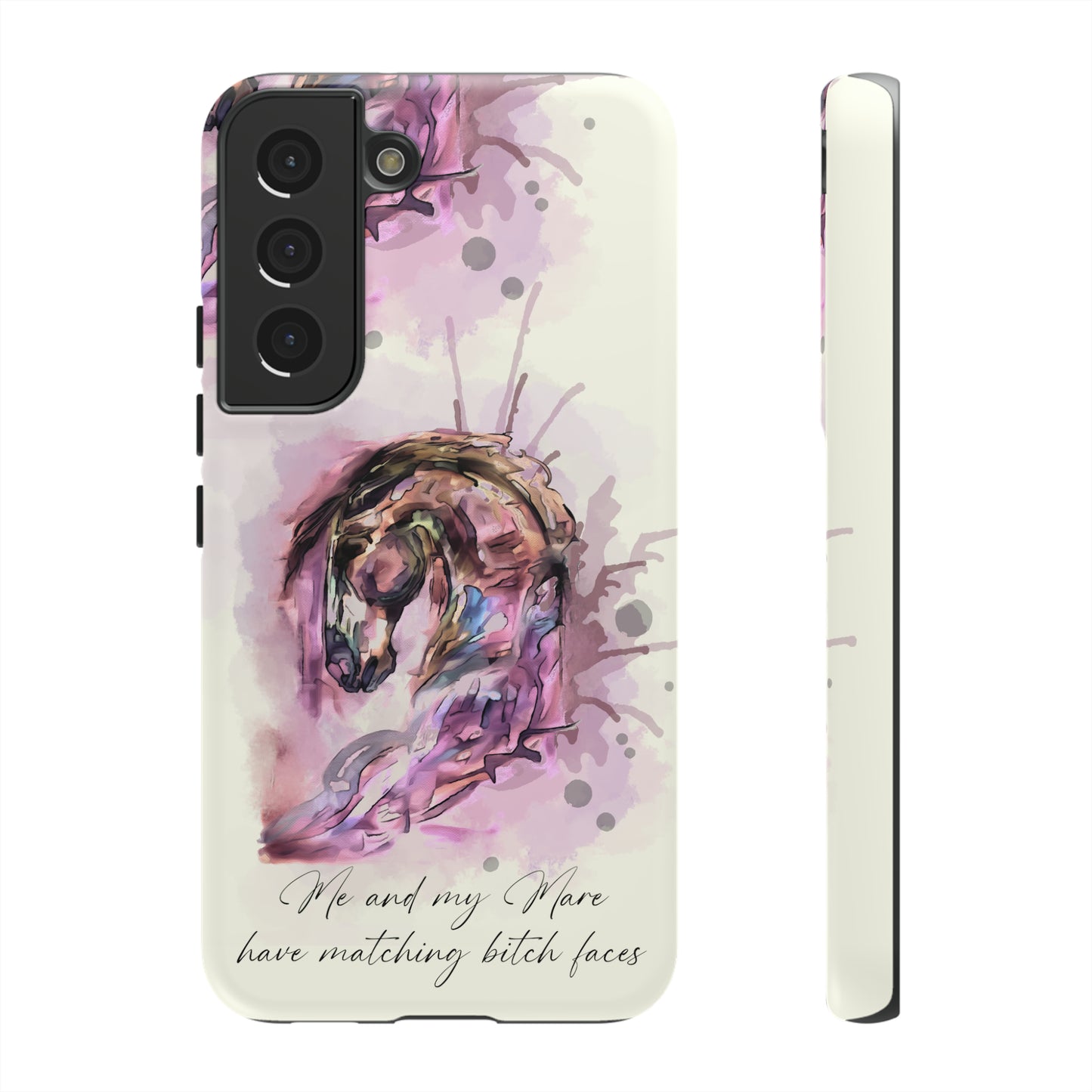 Swearing Mare Watercolor Horse .Horse Lover Gift Study Tough Case Phone Case.