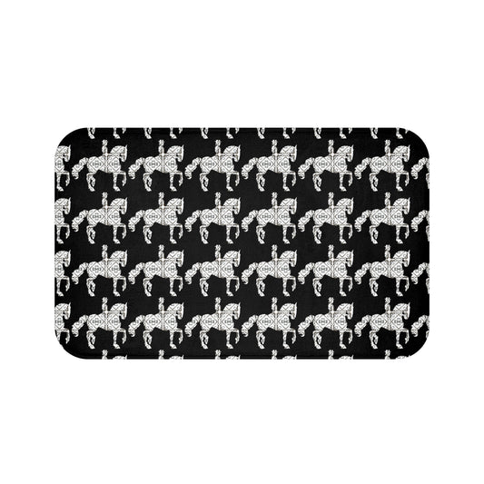 Black Dressage Horse Bath Mat Equestrian Home Decor