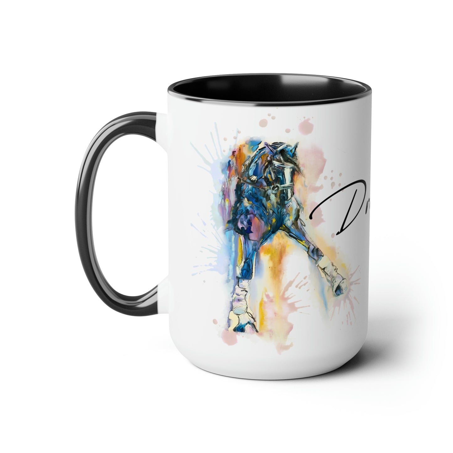 Dressage Dressage Water color art . Horse Lover Gift -Two-Tone Coffee Mugs, 15oz