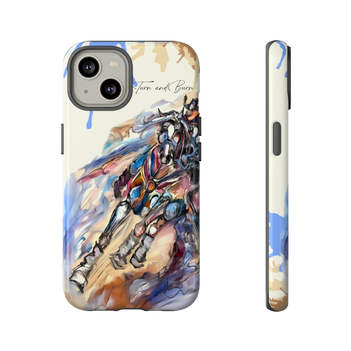 Barrel Racer Art Turn and Burn Watercolor Horse Horse Lover Gift Study Tough Case Phone Case.