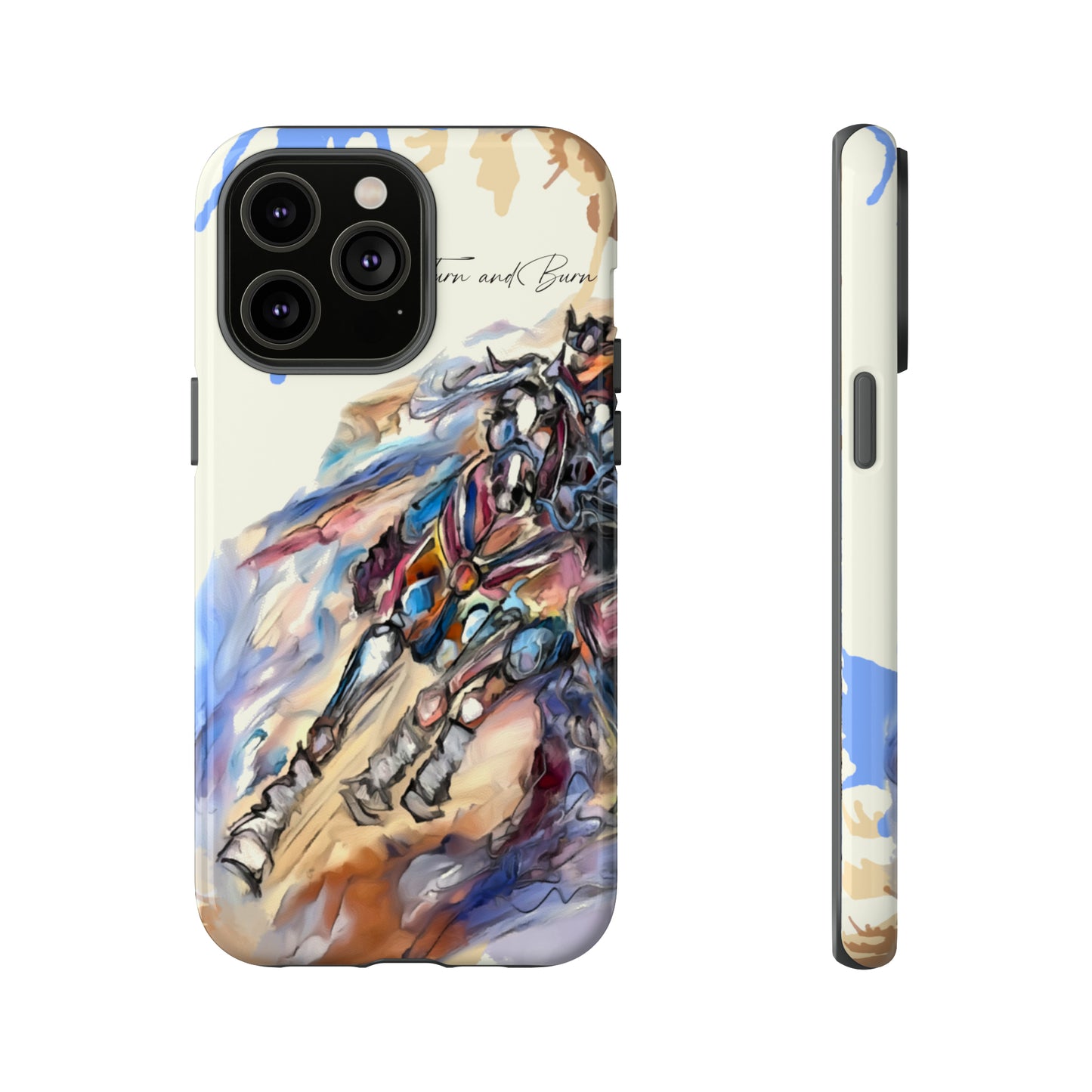 Barrel Racer Art Turn and Burn Watercolor Horse Horse Lover Gift Study Tough Case Phone Case.