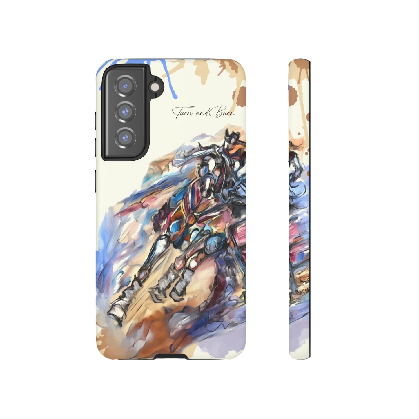 Barrel Racer Art Turn and Burn Watercolor Horse Horse Lover Gift Study Tough Case Phone Case.