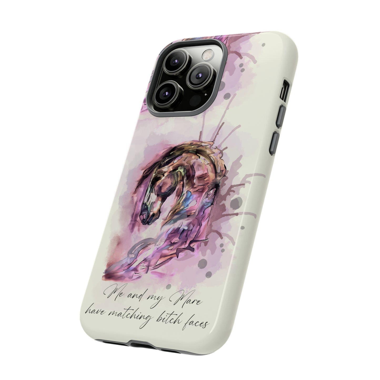 Swearing Mare Watercolor Horse .Horse Lover Gift Study Tough Case Phone Case.