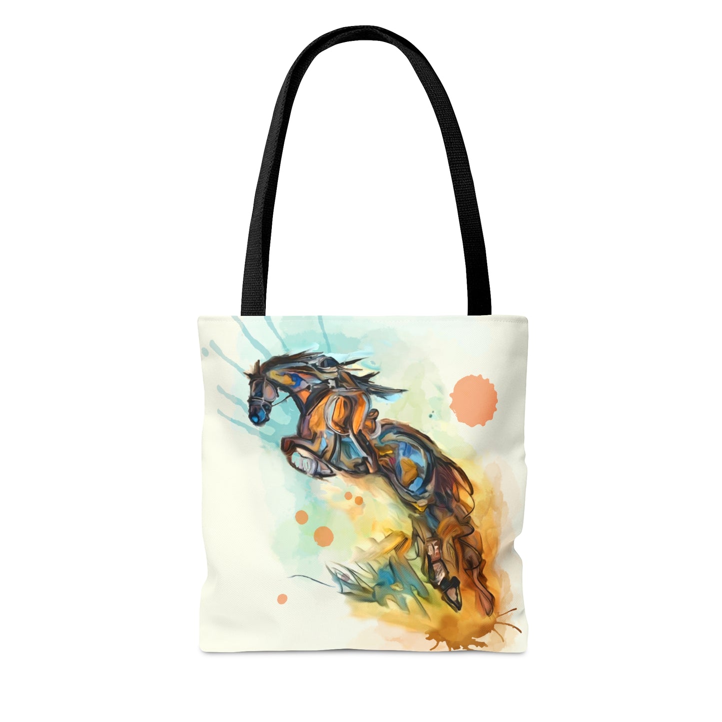 Jumping Horse Watercolor Horse Artistic Tote Bag (AOP)