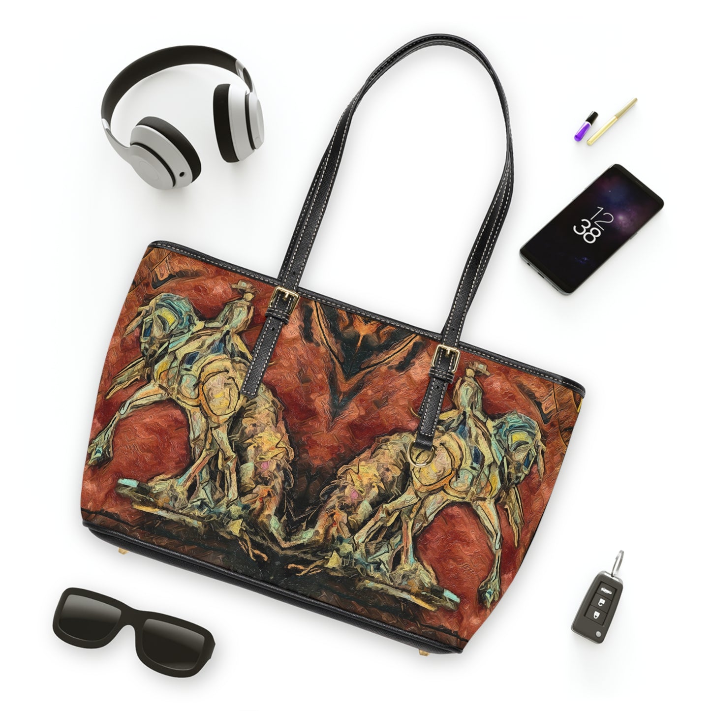 Artistic Equestrian Dressage PU Leather Shoulder Bag