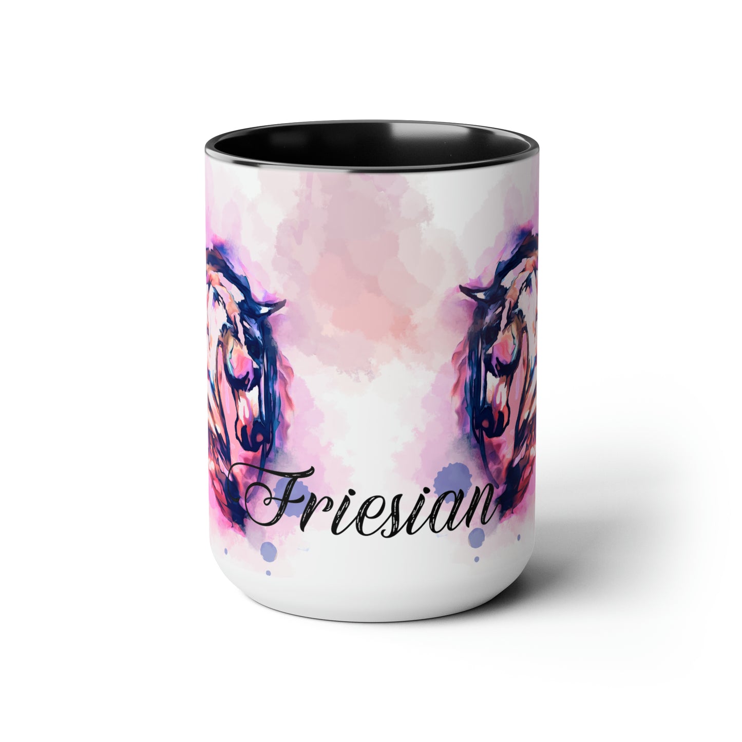 Swearing Raunchy Dressage Horse Half Pass Horse Watercolor  art. Horse Lover Gift -Two-Tone Coffee Mug 15oz