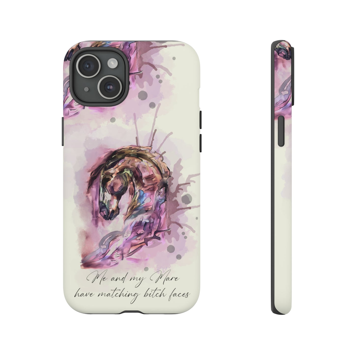 Swearing Mare Watercolor Horse .Horse Lover Gift Study Tough Case Phone Case.