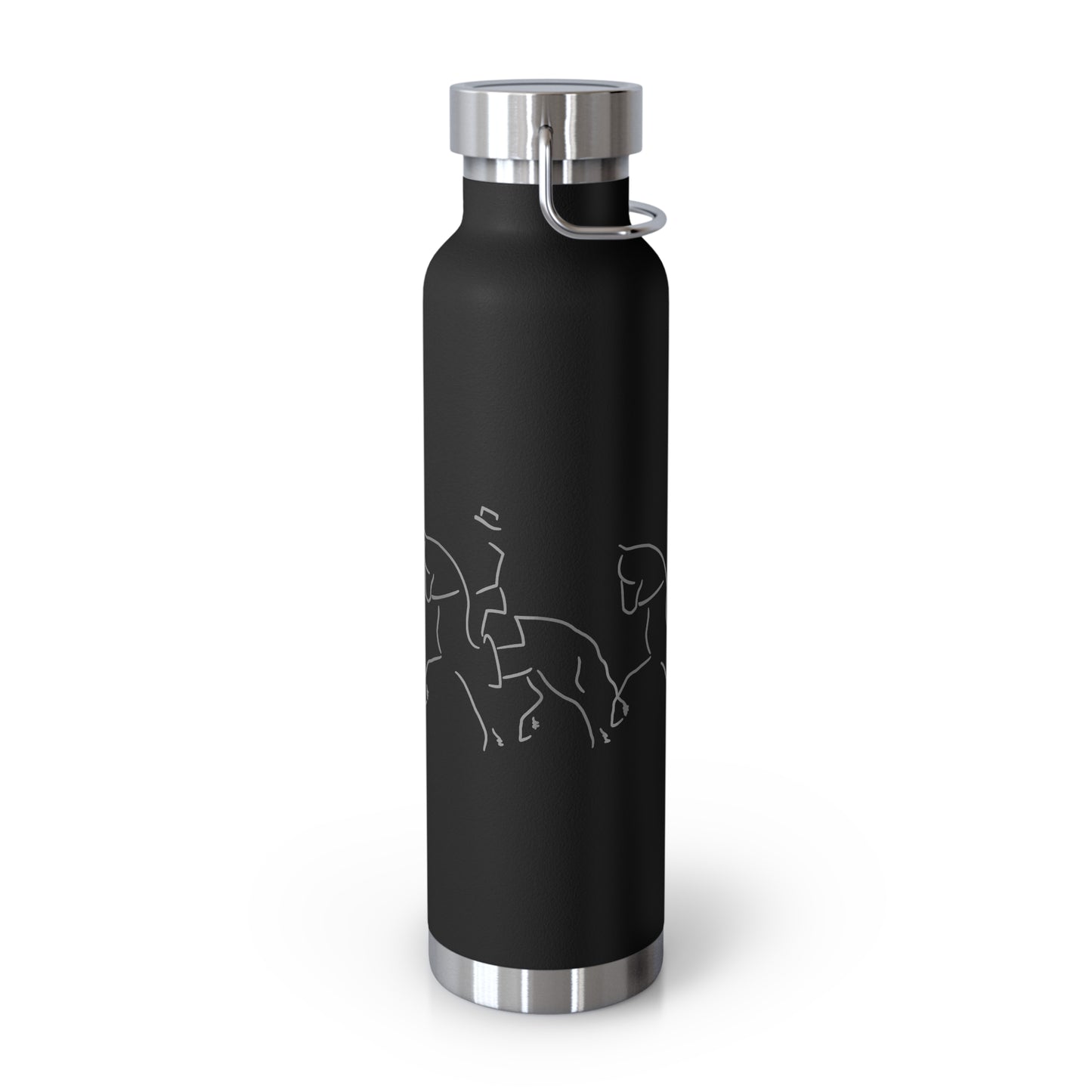 Jenny Veenstra Dressage Gray White Black Copper Vacuum Insulated Bottle, 22oz