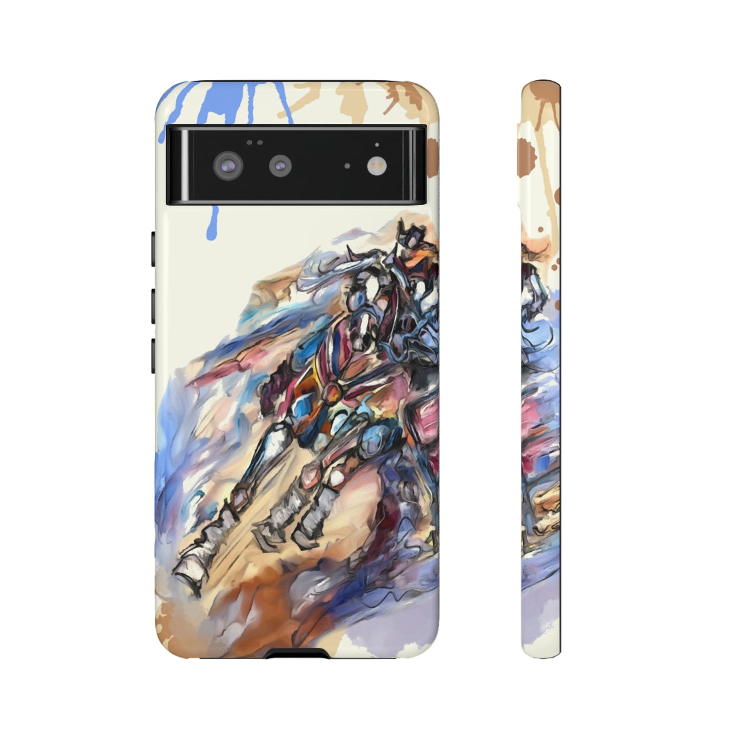 Barrel Racer Art Turn and Burn Watercolor Horse Horse Lover Gift Study Tough Case Phone Case.