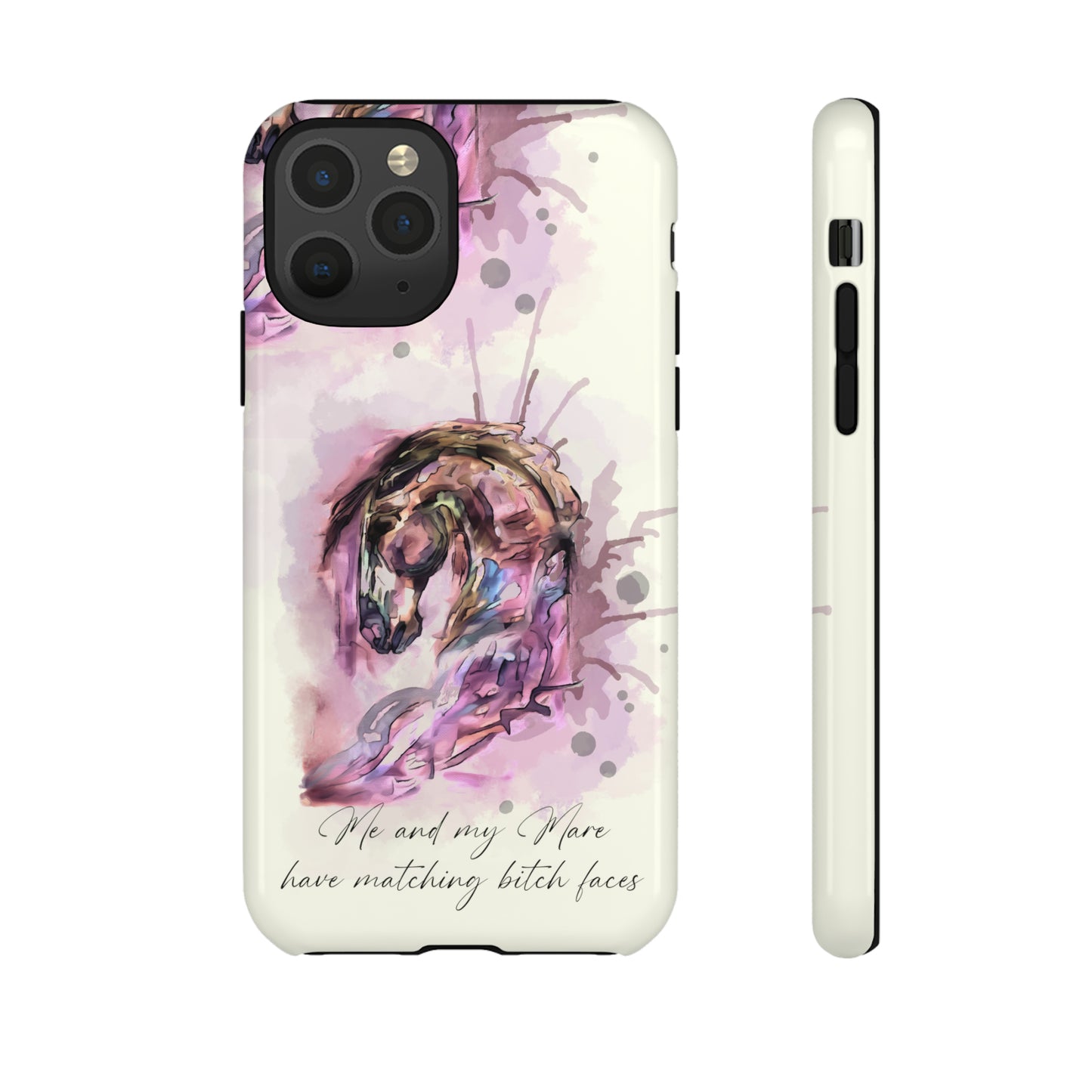 Swearing Mare Watercolor Horse .Horse Lover Gift Study Tough Case Phone Case.