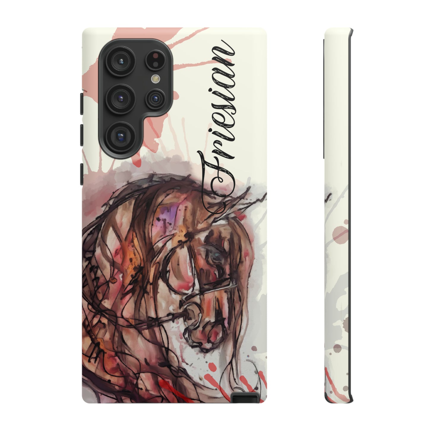 Friesian Watercolor  Flower crown Horse Horse Lover Gift Study Tough Case Phone Case.