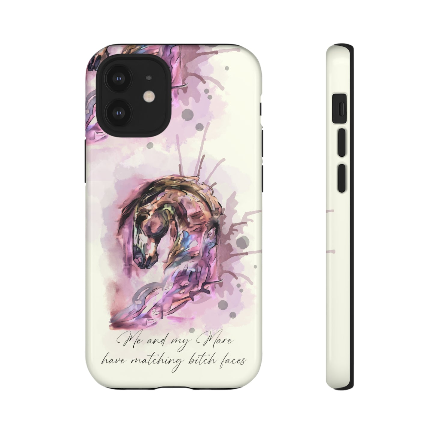 Swearing Mare Watercolor Horse .Horse Lover Gift Study Tough Case Phone Case.